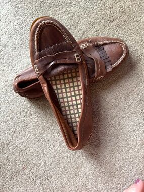 Sperry Brown Leather Fringe Slip-On Loafers
